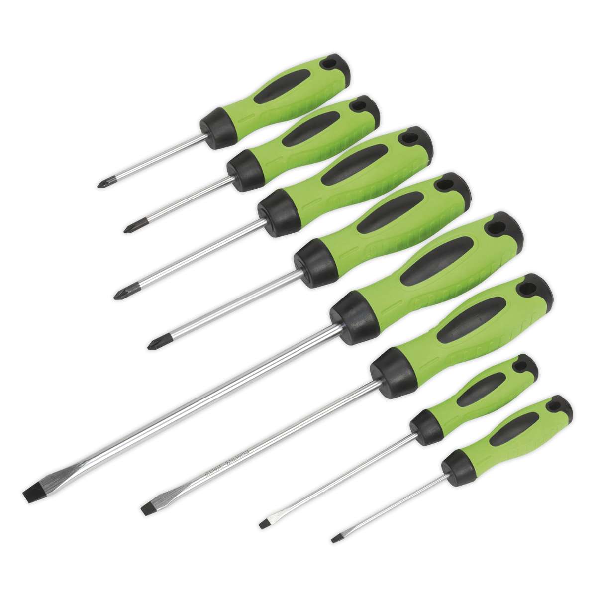 Screwdriver Set 8pc Hi-Vis Green HV001