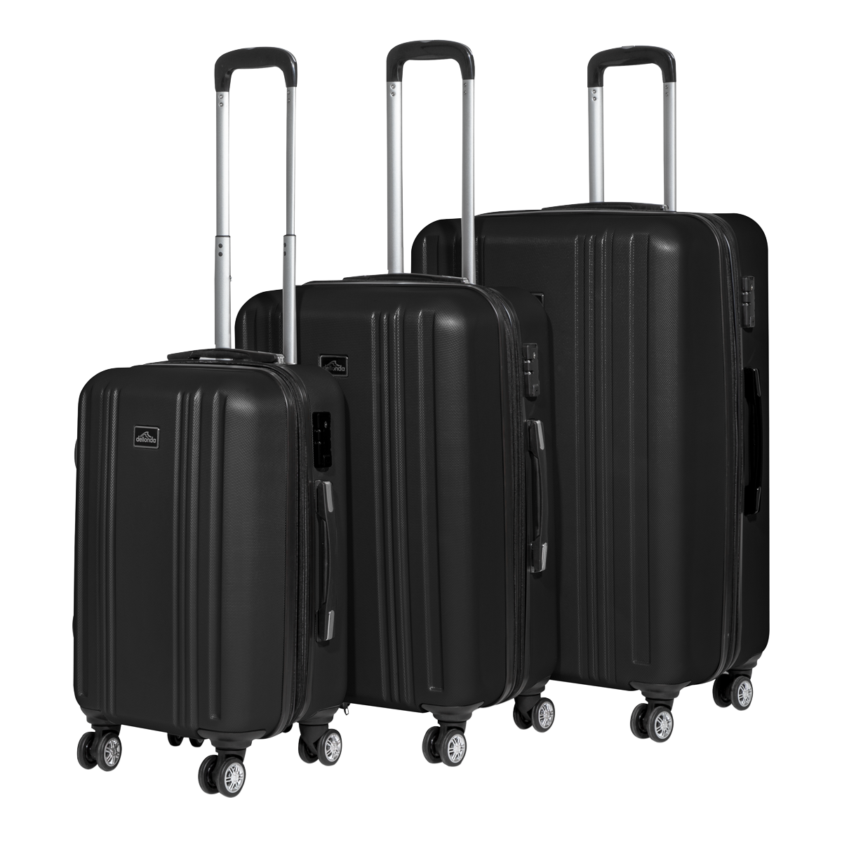 Dellonda 3-Piece Lightweight Luggage Suitcase Trolley Set ABS TSA Lock Black - DL11 DL11