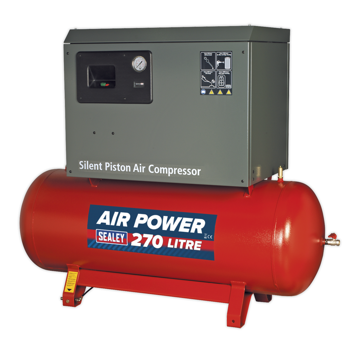 Compressor 270L Belt Drive 7.5hp 3ph 2-Stage with Cast Cylinders Low Noise SAC72775BLN