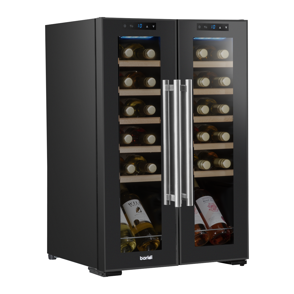 Baridi 24 Bottle Dual Zone Wine Cooler, Fridge, Touch Screen, LED Light Black and Mirror Glass Door DH97