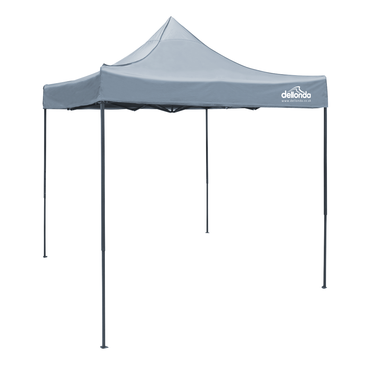 Dellonda Premium 2x2m Pop-Up Gazebo, Heavy Duty, PVC Coated, Water Resistant Fabric, Supplied with Carry Bag, Rope, Stakes & Weight Bags - Grey Canopy DG129