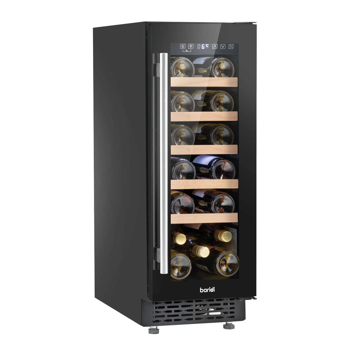 Baridi 20 Bottle Slim 30cm Built-In Wine Cooler, Touchscreen Controls, Black DH203