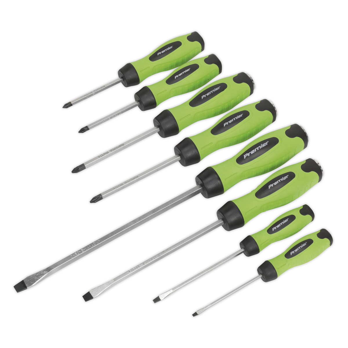 Screwdriver Set 8pc Hammer-Thru Hi-Vis Green HV002