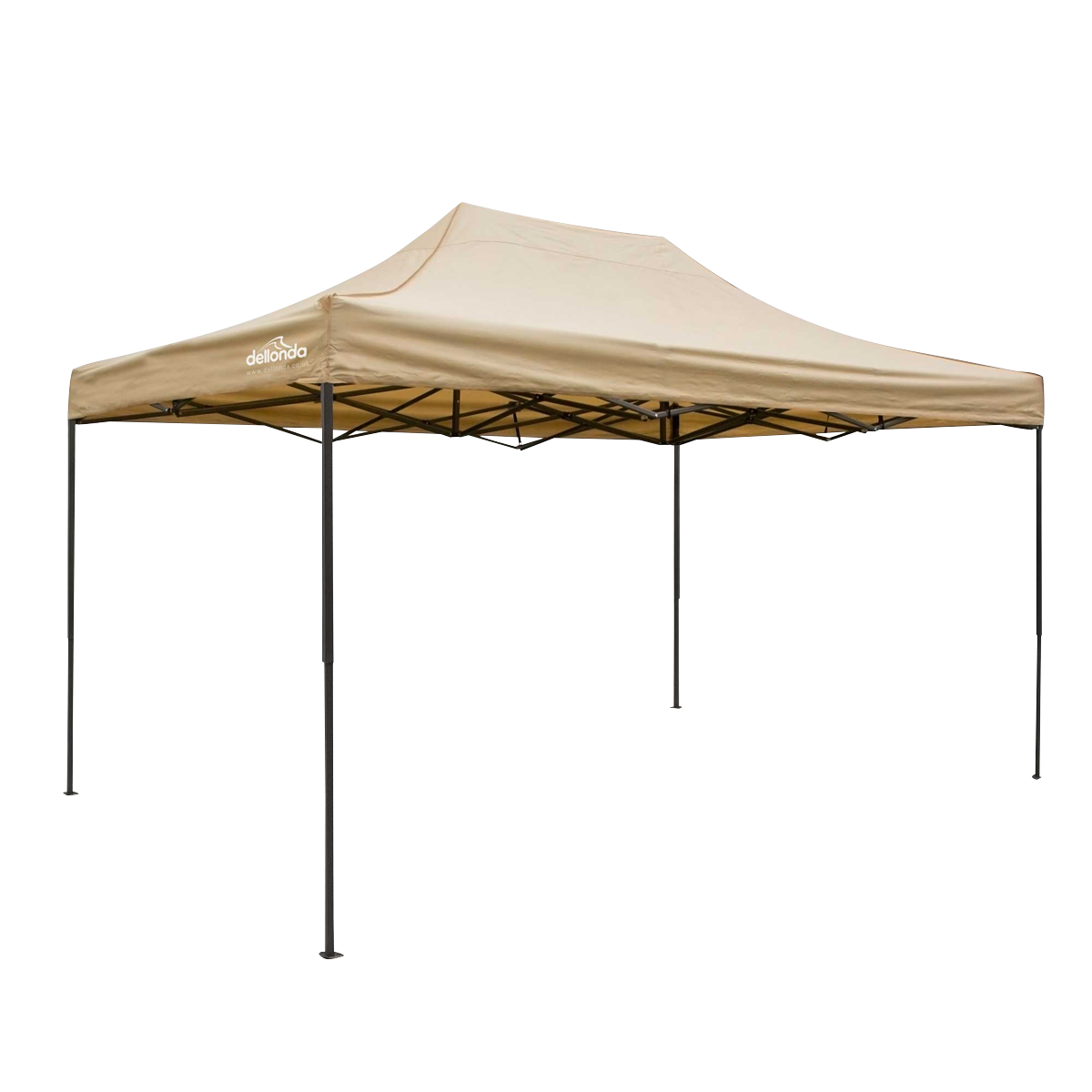 Dellonda Premium 3 x 4.5m Pop-Up Gazebo, Heavy Duty, PVC Coated, Water Resistant Fabric, Supplied with Carry Bag, Rope, Stakes & Weight Bags - Beige Canopy DG134