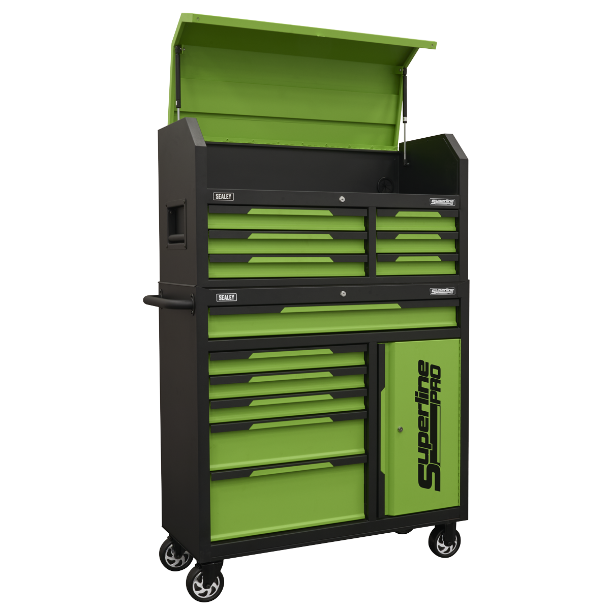 Superline Pro® Topchest & Rollcab Combination 12 Drawer & 1 Door Cupboard - Green AP1080HVG