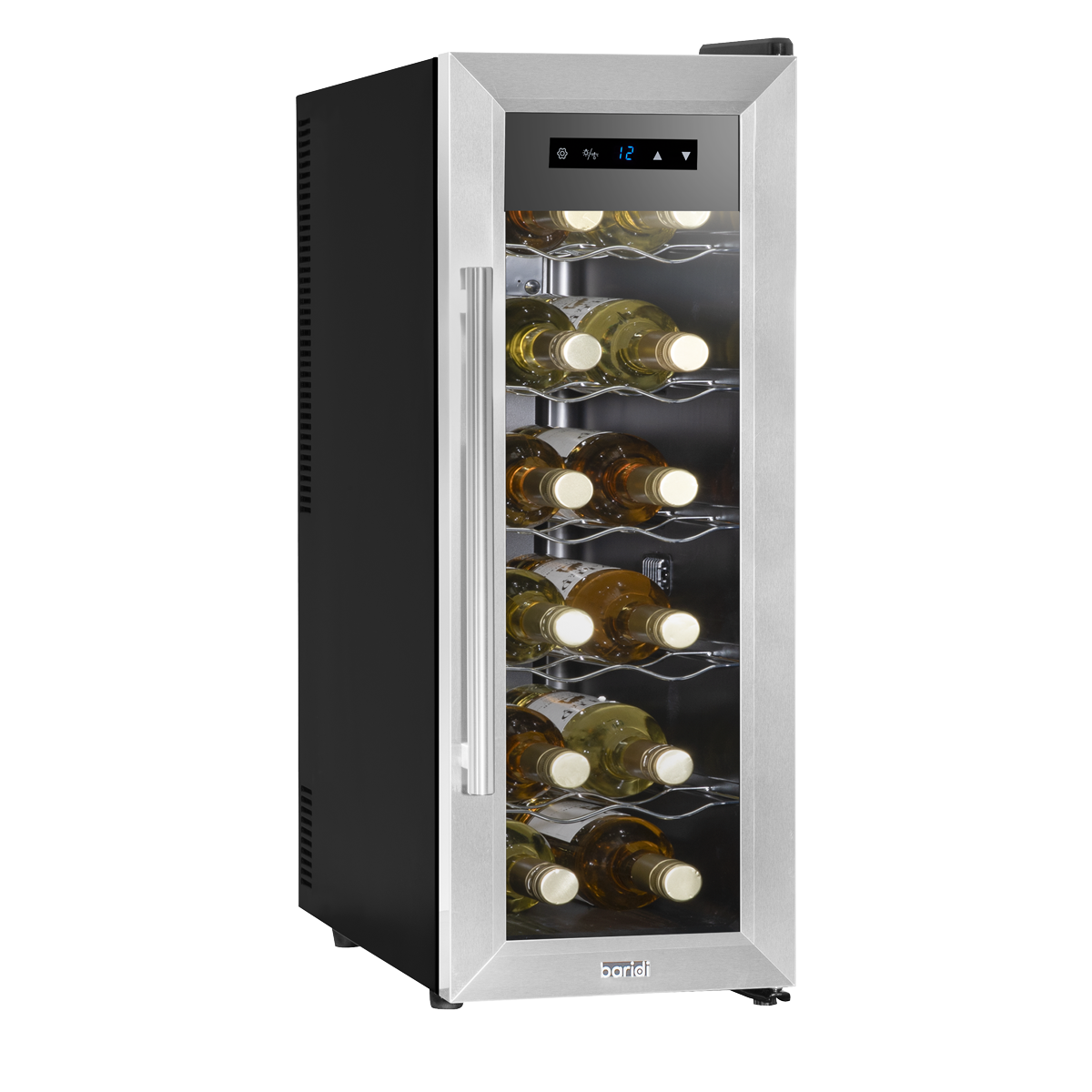 Baridi 12 Bottle Wine Cooler with Digital Touch Screen Controls & LED Light, Stainless Steel DH74