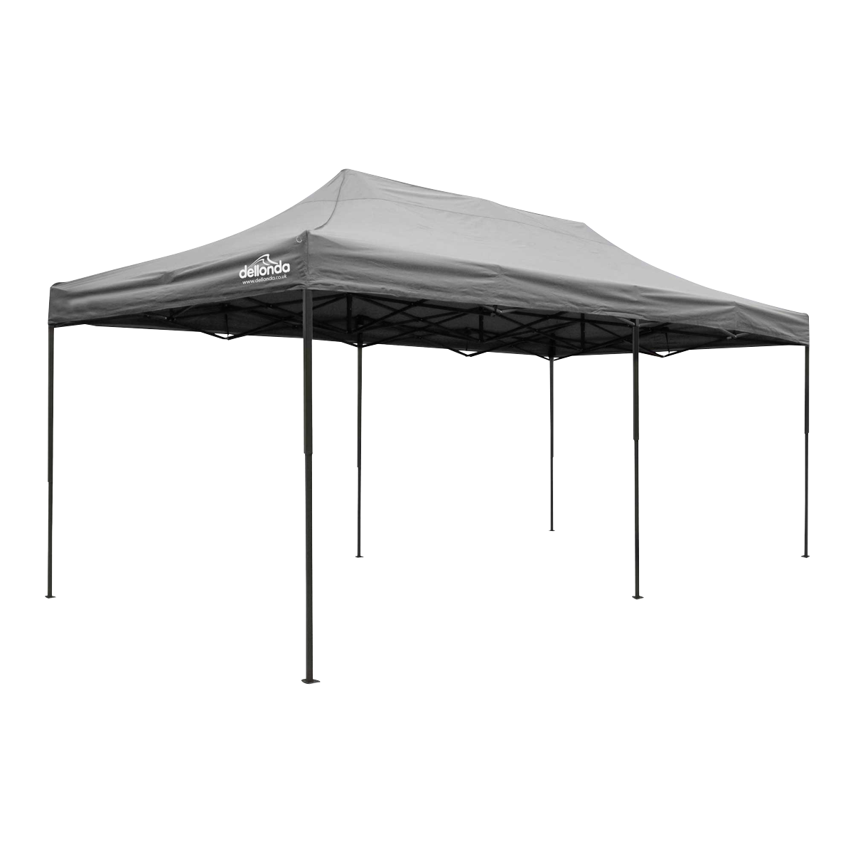 Dellonda Premium 3x6m Pop-Up Gazebo, Heavy Duty, PVC Coated, Water Resistant Fabric, Supplied with Carry Bag, Rope, Stakes & Weight Bags - Grey Canopy DG141