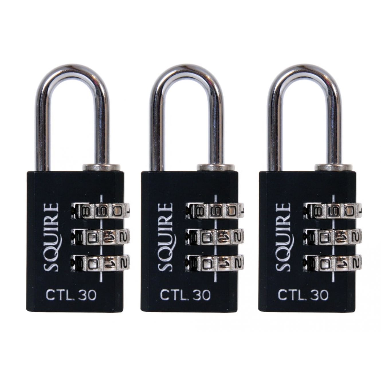 Toughlock Re-Codeable Black Combination Padlock 30mm (Pack of 3) HSQCTL30TR