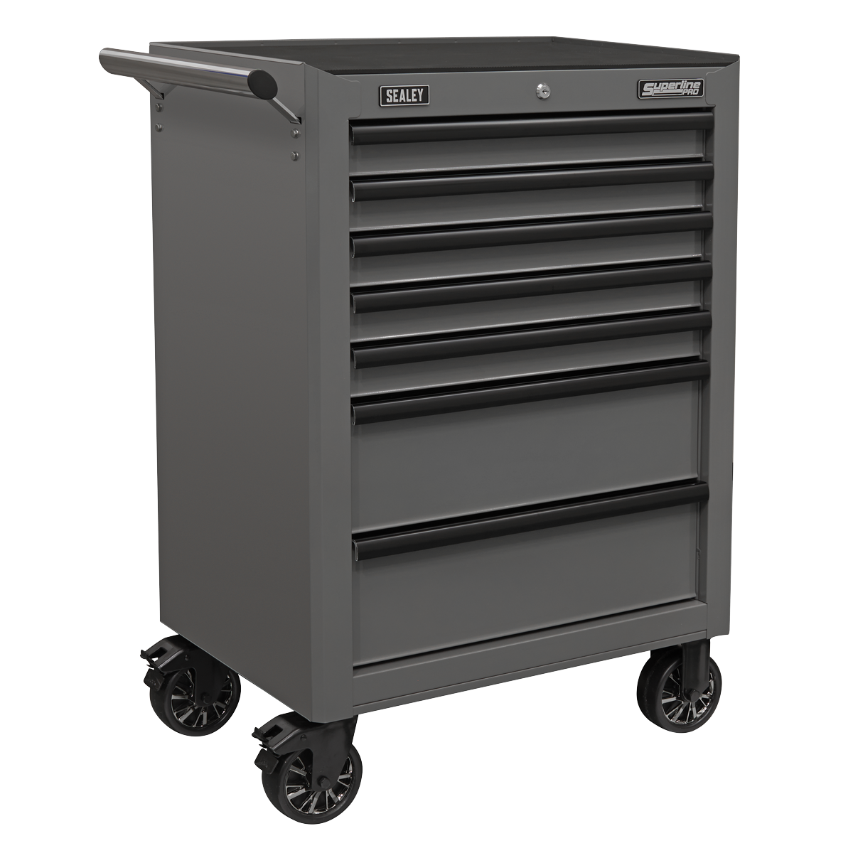 Rollcab 7 Drawer with Ball-Bearing Slides - Grey/Black AP26479TG