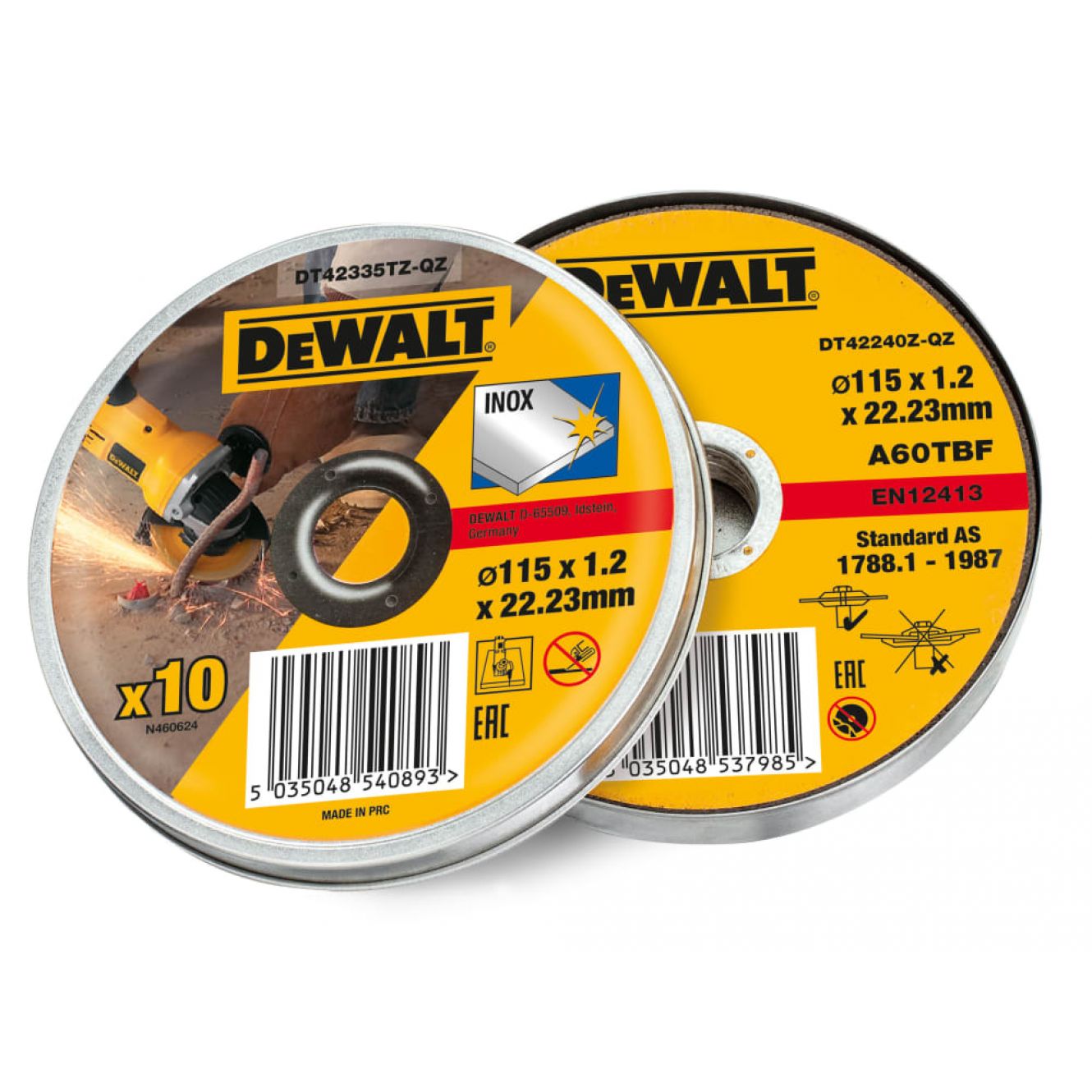 DT42335TZ Inox Metal/Stainless Cutting Disc 115 x 1.2 x 22.23mm (Tin of 10) DEWDT42335TZ