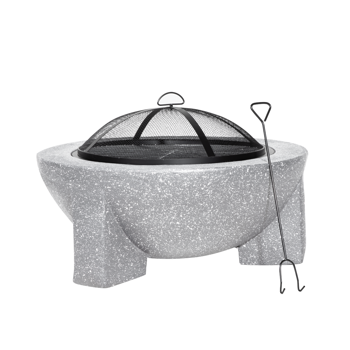 Dellonda Round MgO Fire Pit with BBQ Grill, Ø75cm, Safety Mesh Screen - Light Grey DG190