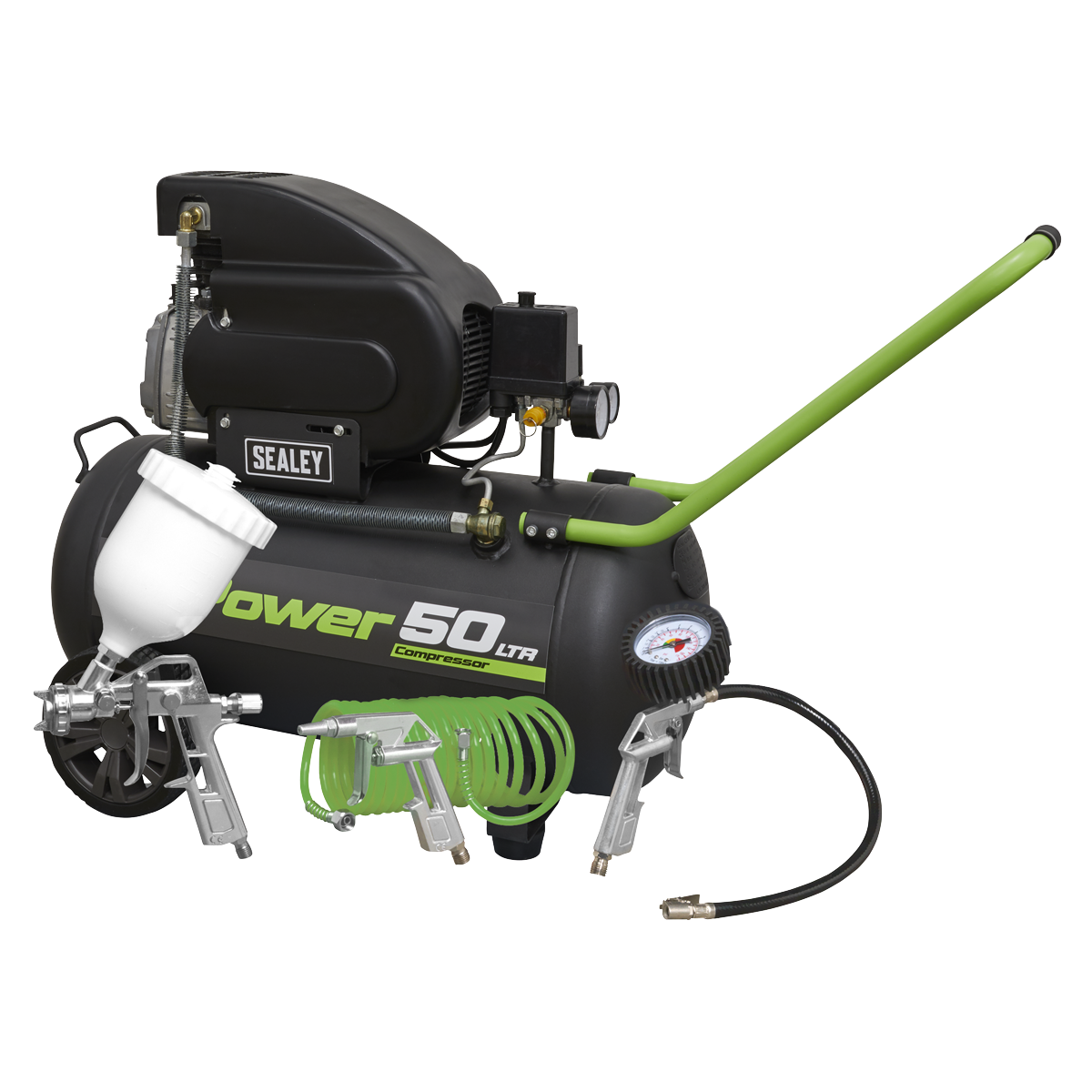 Air Compressor 50L Direct Drive 2hp with 4pc Air Accessory Kit SAC5020EPK