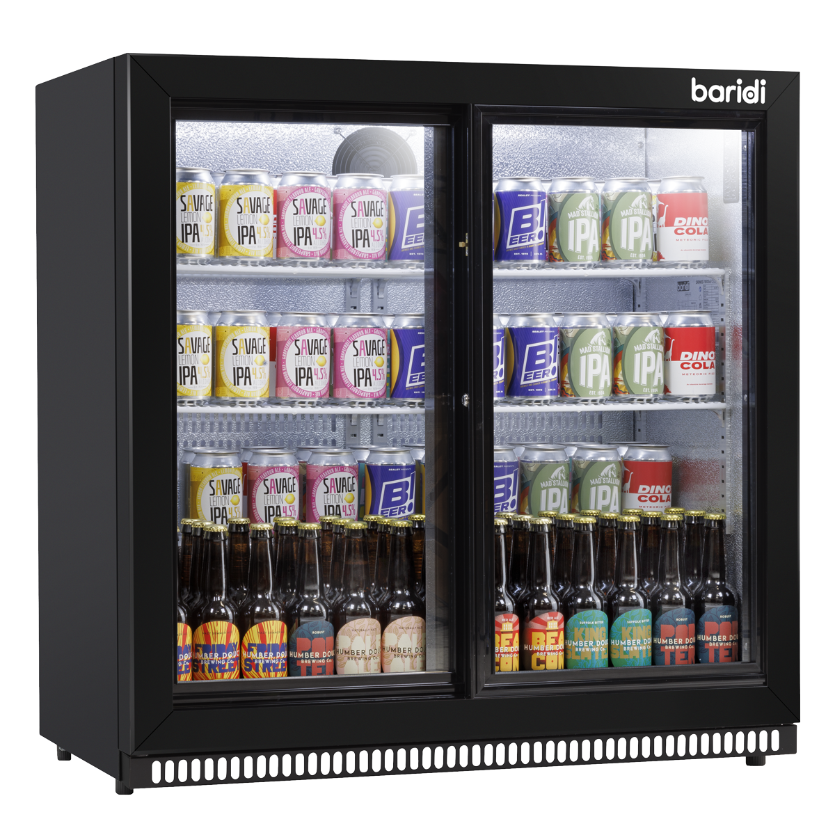 Baridi Back Bar Drinks Fridge/Cooler with Double Sliding Doors, 190L Capacity DH273
