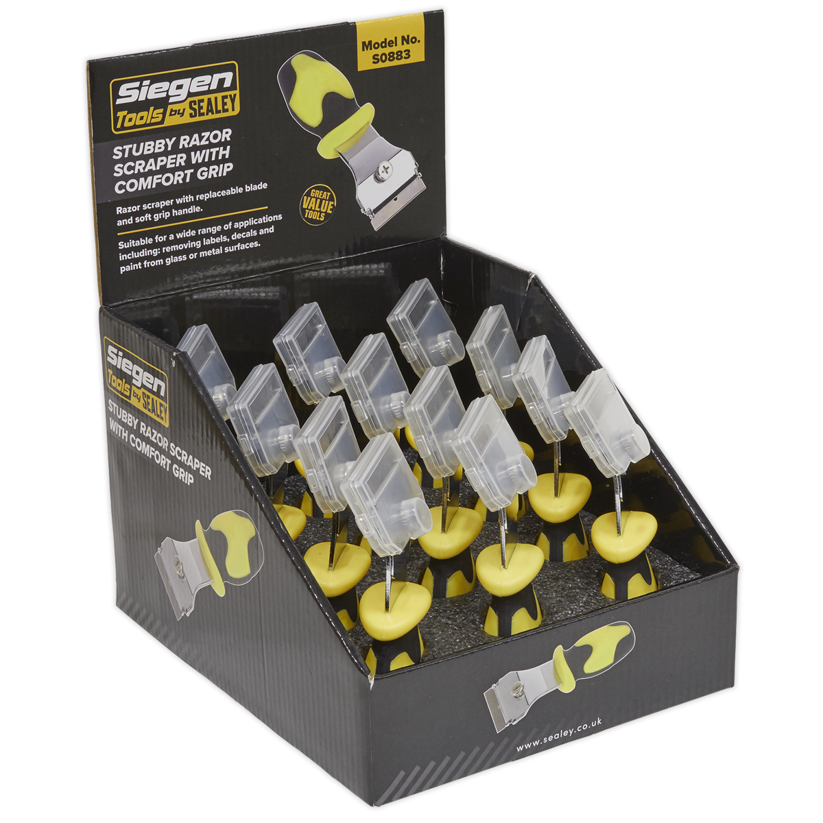 Razor Scraper with Comfort Grip Stubby Display Box of 12 S0883