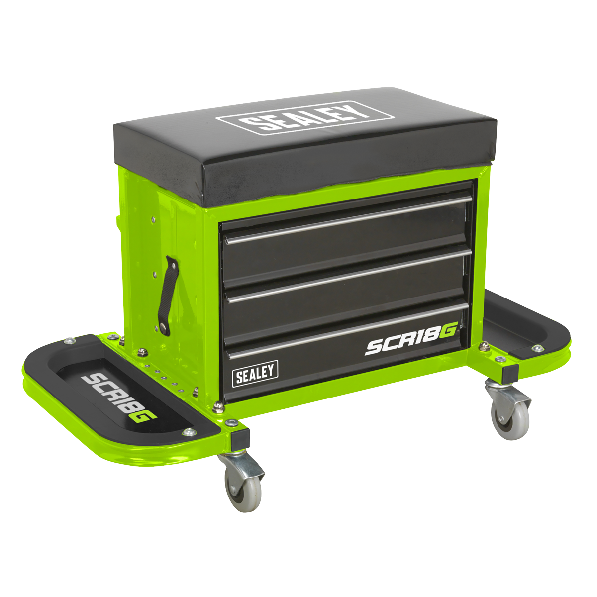 Mechanic's Utility Seat & Toolbox - Hi-Vis Green SCR18G