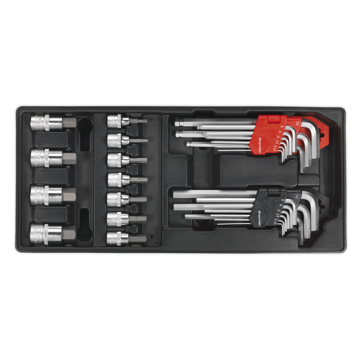 Tool Tray with Hex/Ball-End Hex Keys & Socket Bit Set 29pc TBT07