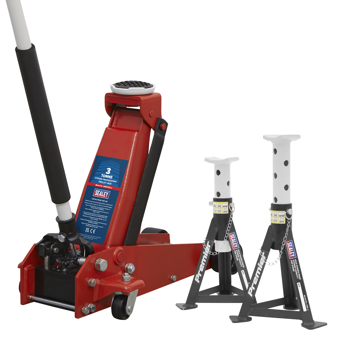 Trolley Jack 3t & Axle Stands (Pair) 3t per Stand Combo 3000CXDCOMBO1