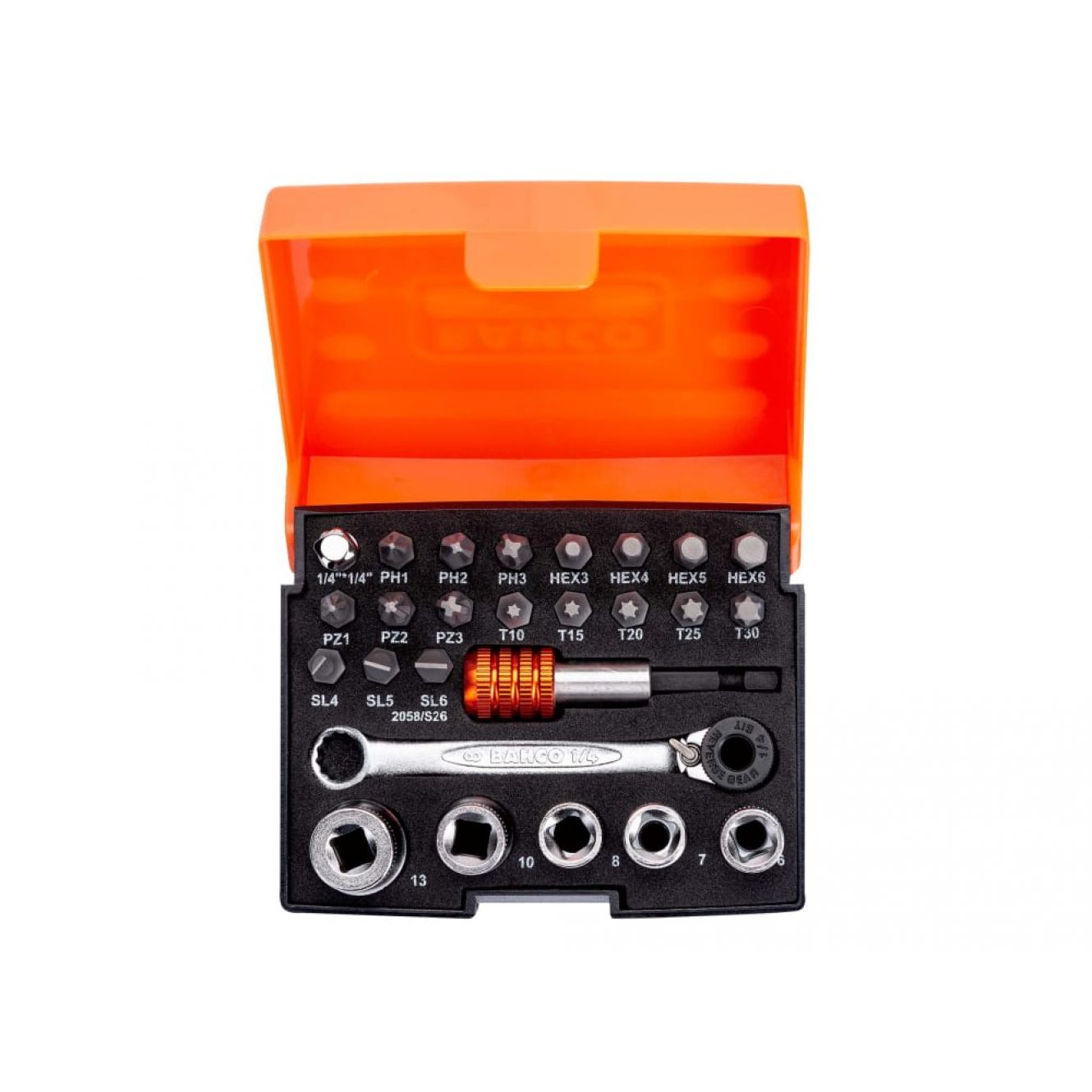 2058/S26 Ratchet Socket Set of 26 Metric 1/4in Drive BAH2058S26