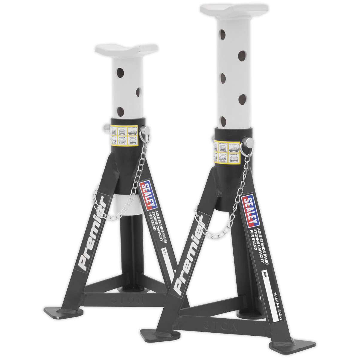 Axle Stands (Pair) 3 Tonne Capacity per Stand - White AS3