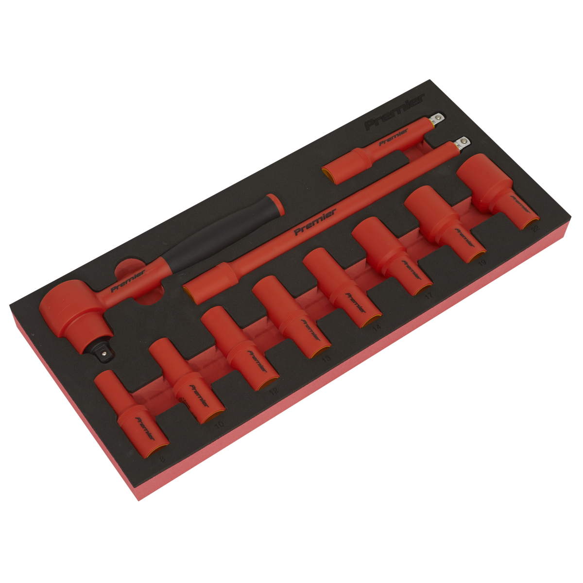 Insulated Socket Set with Tool Tray 11pc 3/8"Sq Drive - VDE Approved TBTE01