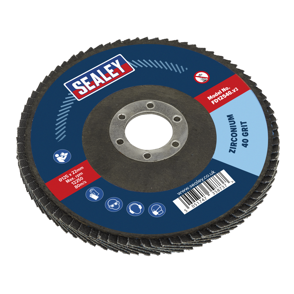 Flap Disc Zirconium Ø125mm Ø22mm Bore 40Grit FD12540