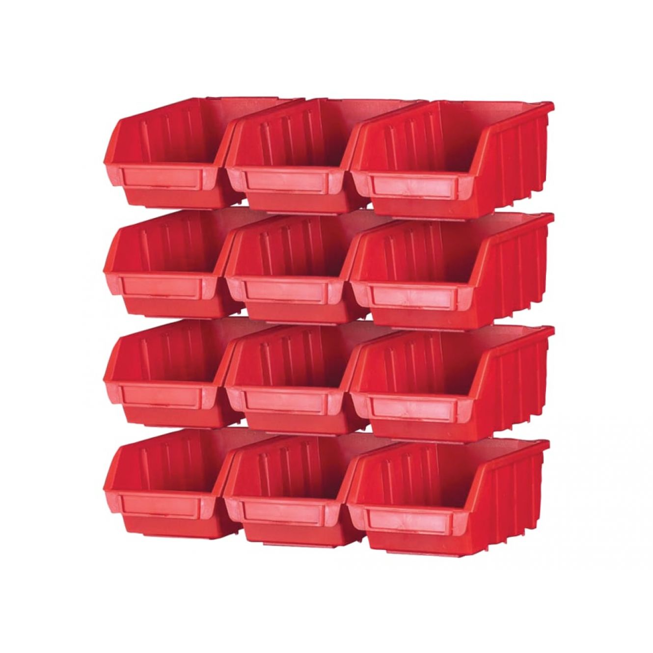 12 Plastic Storage Bins with Wall Mounting Rails FAIPAN12