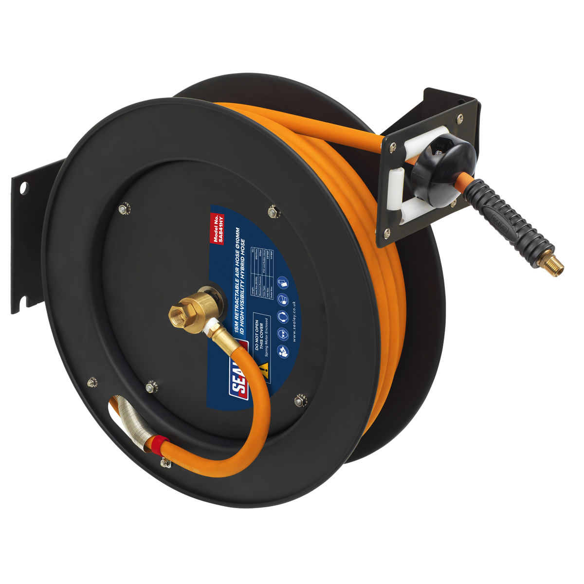 Retractable Metal Reel 15m Ø10mm ID High-Visibility Hybrid Air Hose SA841HY