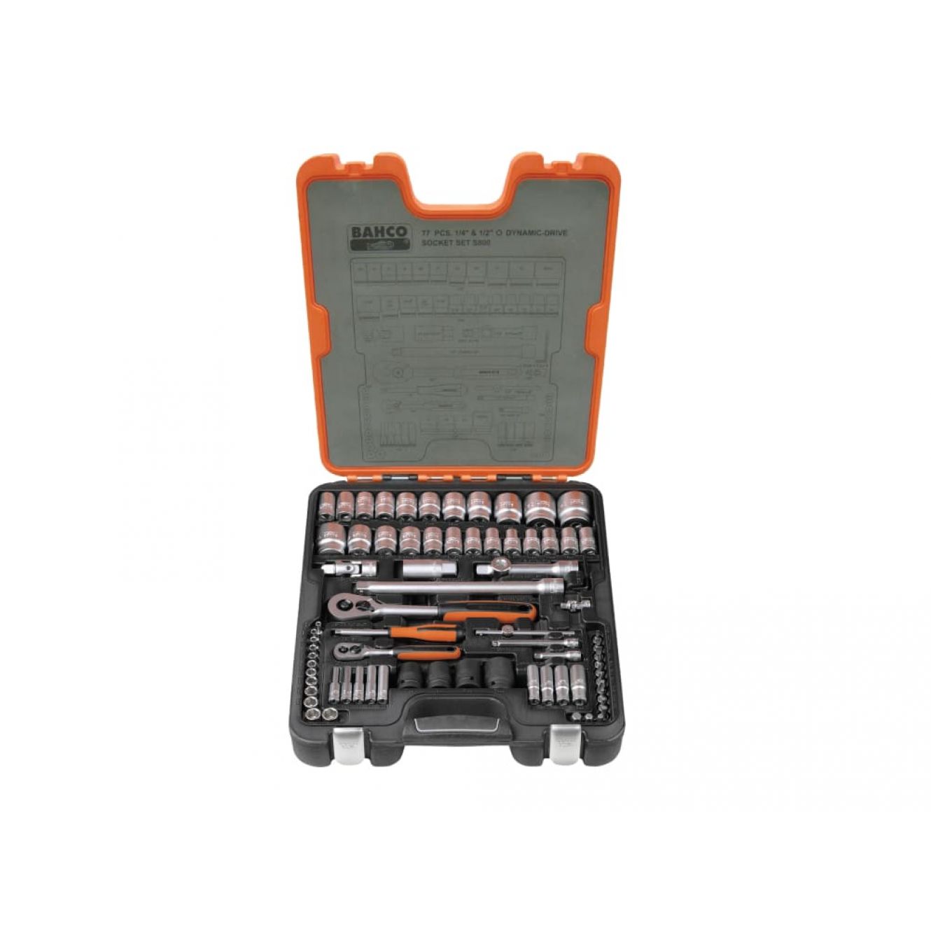 S800 Socket Set of 77 Metric & AF 1/4 & 1/2in Drive BAHS800