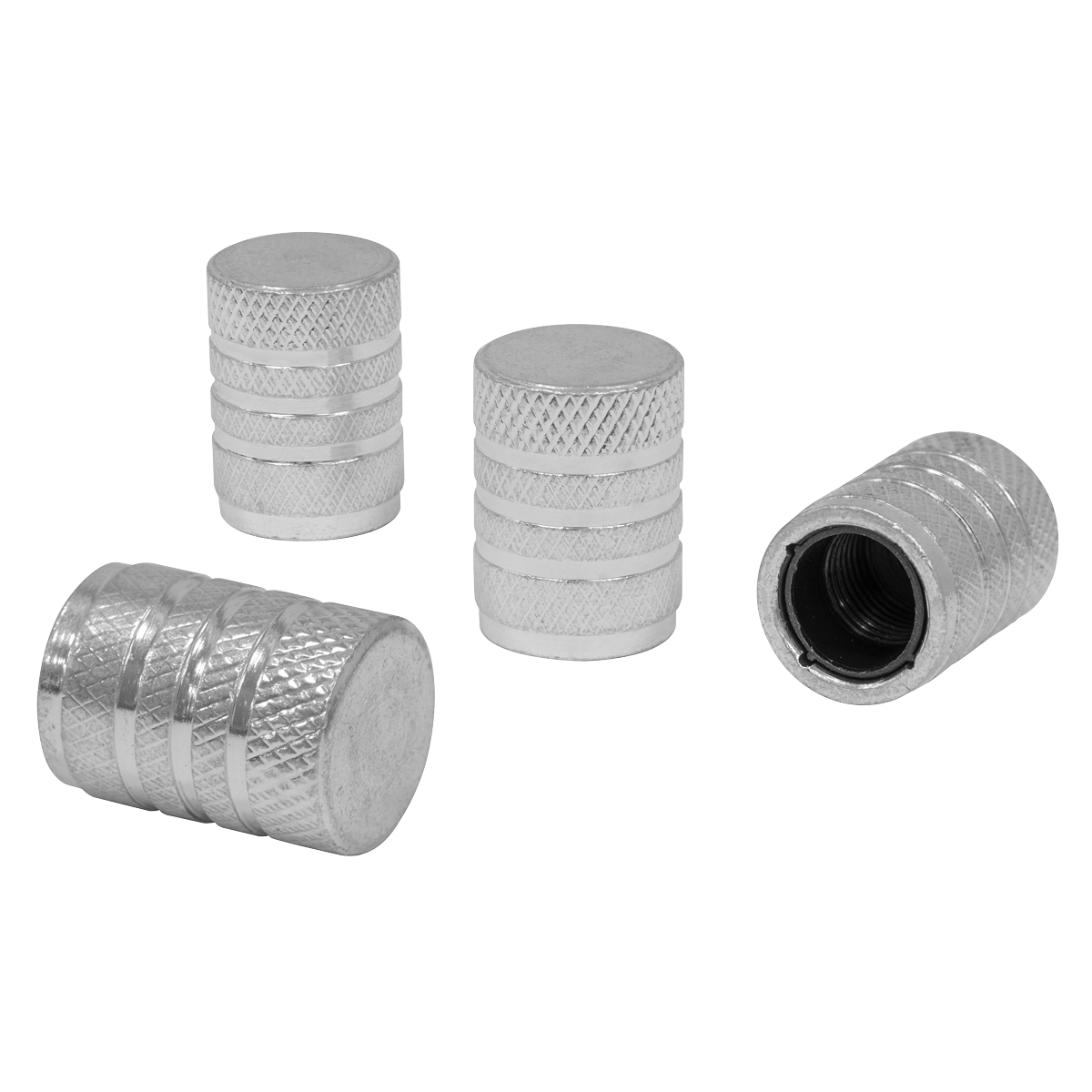 Aluminium Valve Cap 4pc - Silver Anodised VCA4