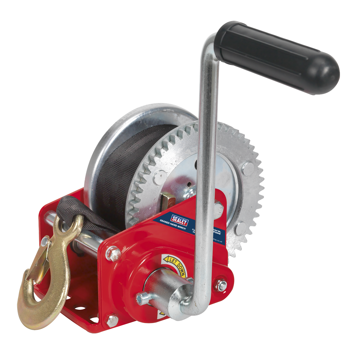 Geared Hand Winch with Brake & Webbing 540kg Capacity GWW1200B