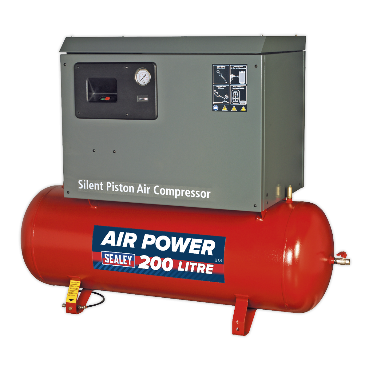 Air Compressor 200L Belt Drive 3hp with Cast Cylinders Low Noise SAC2203BLN