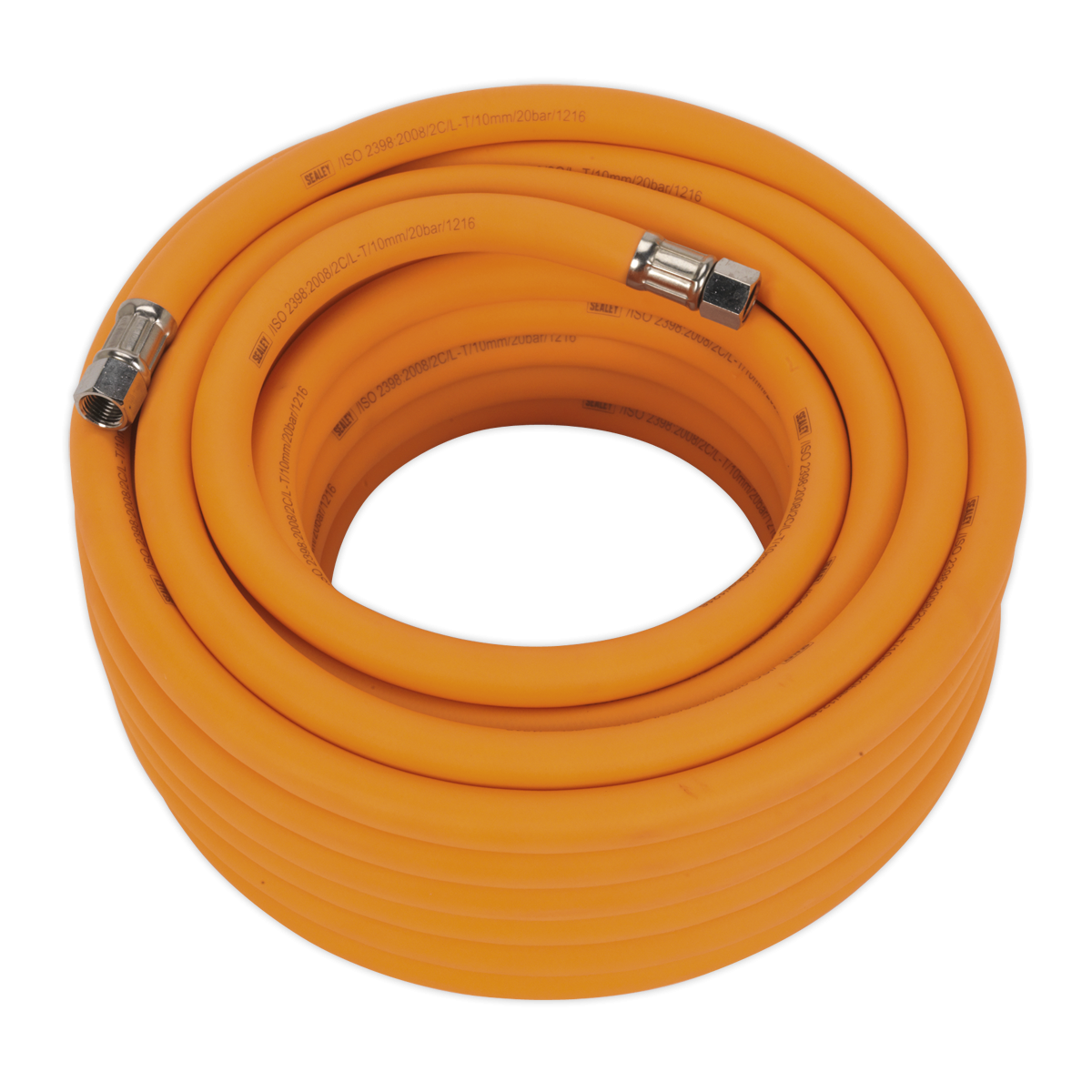 Air Hose 15m x Ø10mm Hybrid High-Visibility with 1/4"BSP Unions AHHC1538