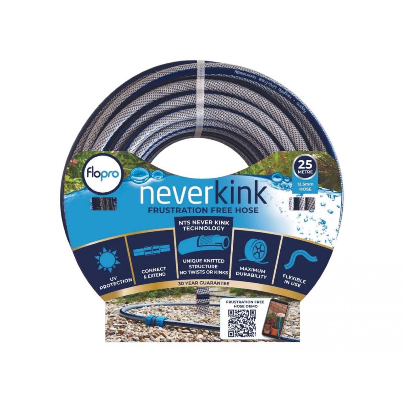 Never Kink Hose 25m + Coupling Connector FLO70309031