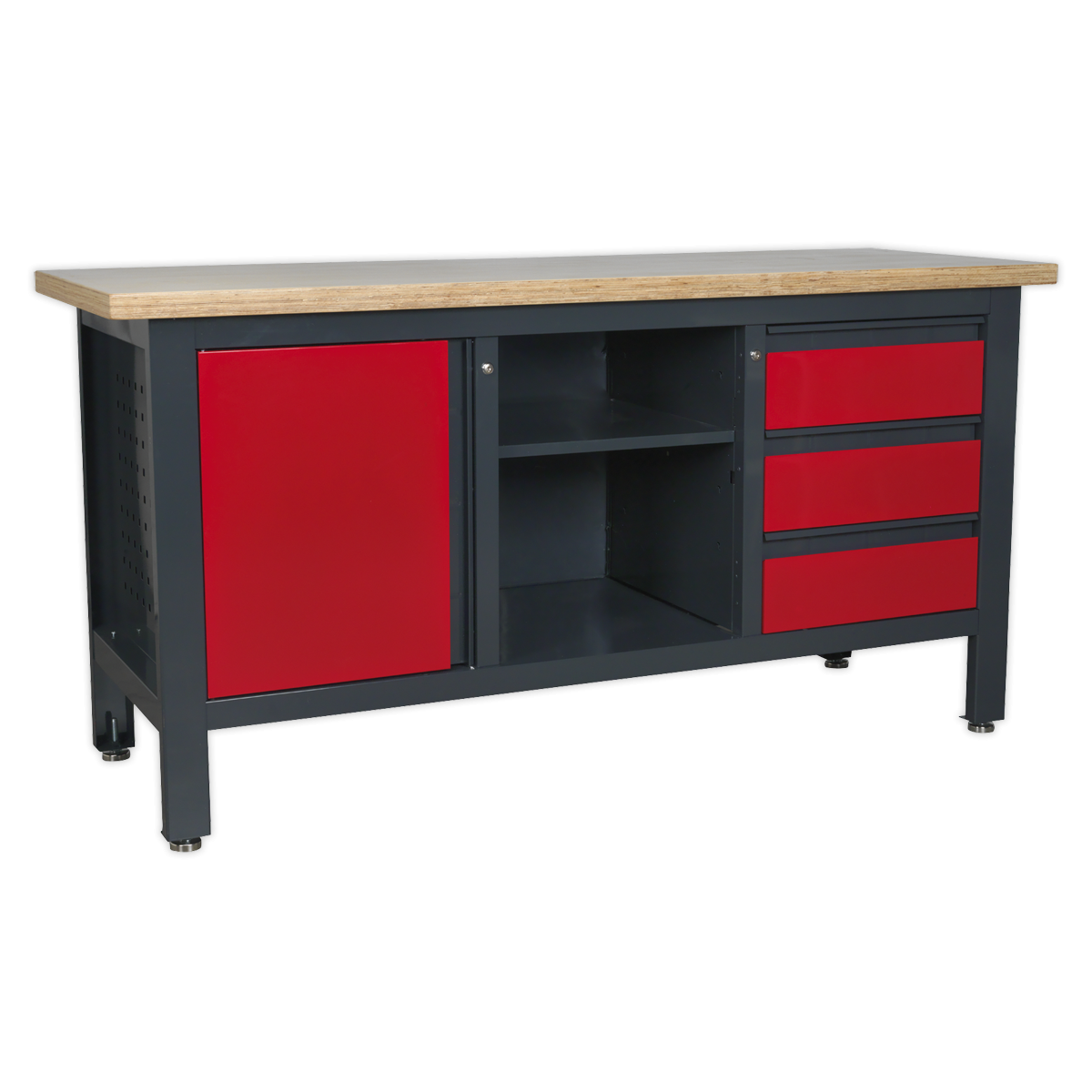 Workstation with 3 Drawers, 1 Cupboard & Open Storage AP1905B