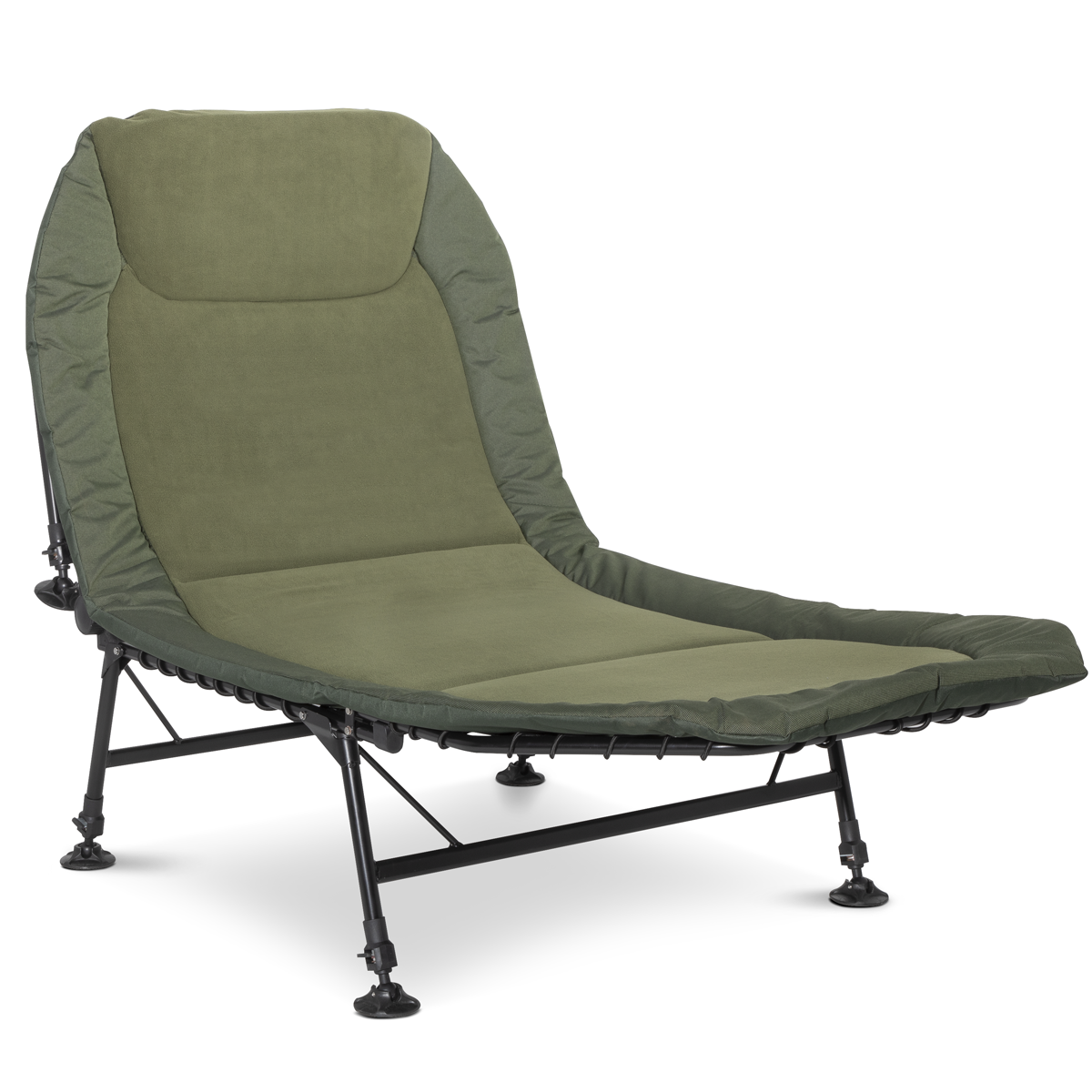 Dellonda Deluxe Wide Adjustable Fishing Bedchair Fleece Mattress & Built-In Pillow, 3 Legs & 6 Adjustable Feet DL78