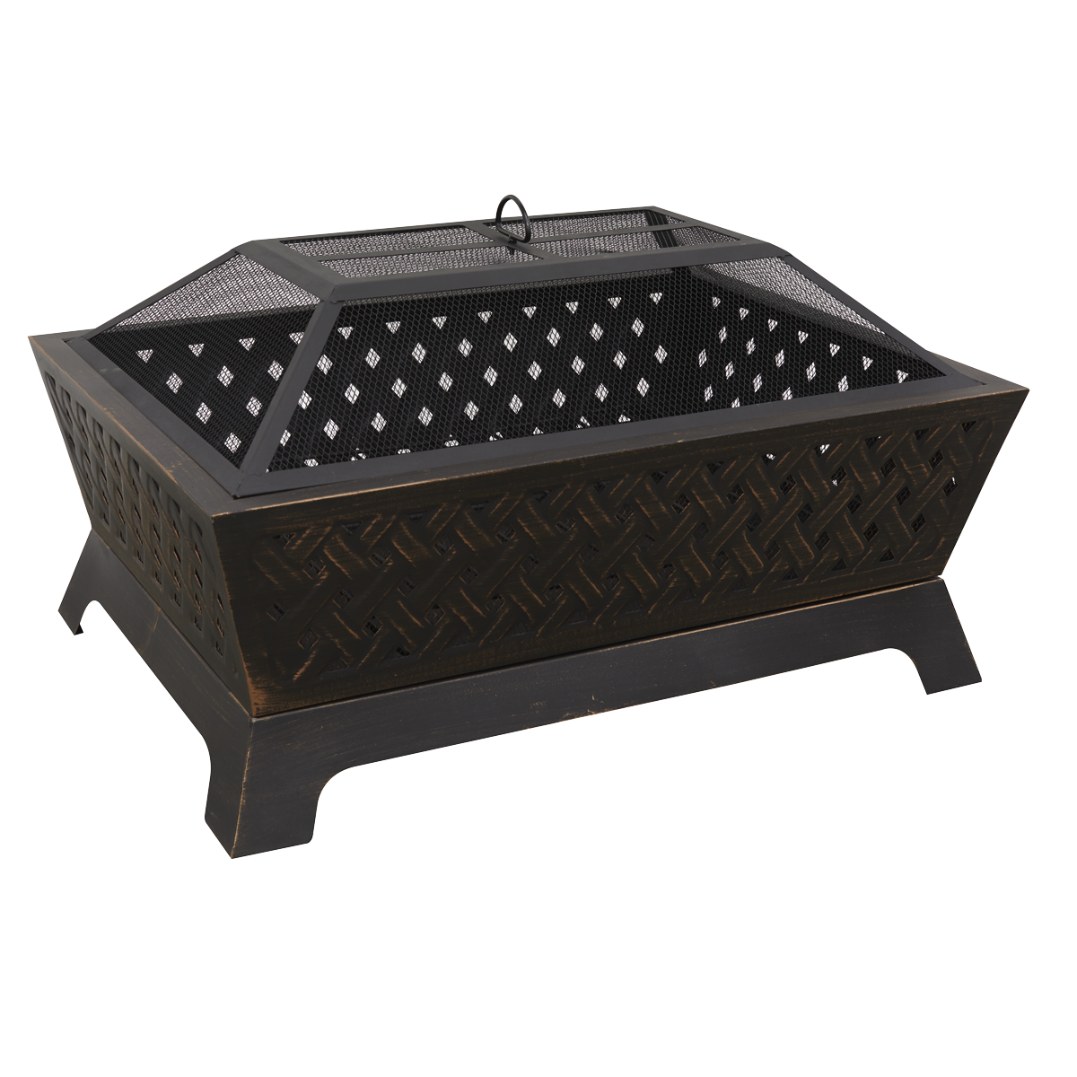 Dellonda 35" Rectangular Outdoor Fire Pit, Antique Bronze Effect DG44