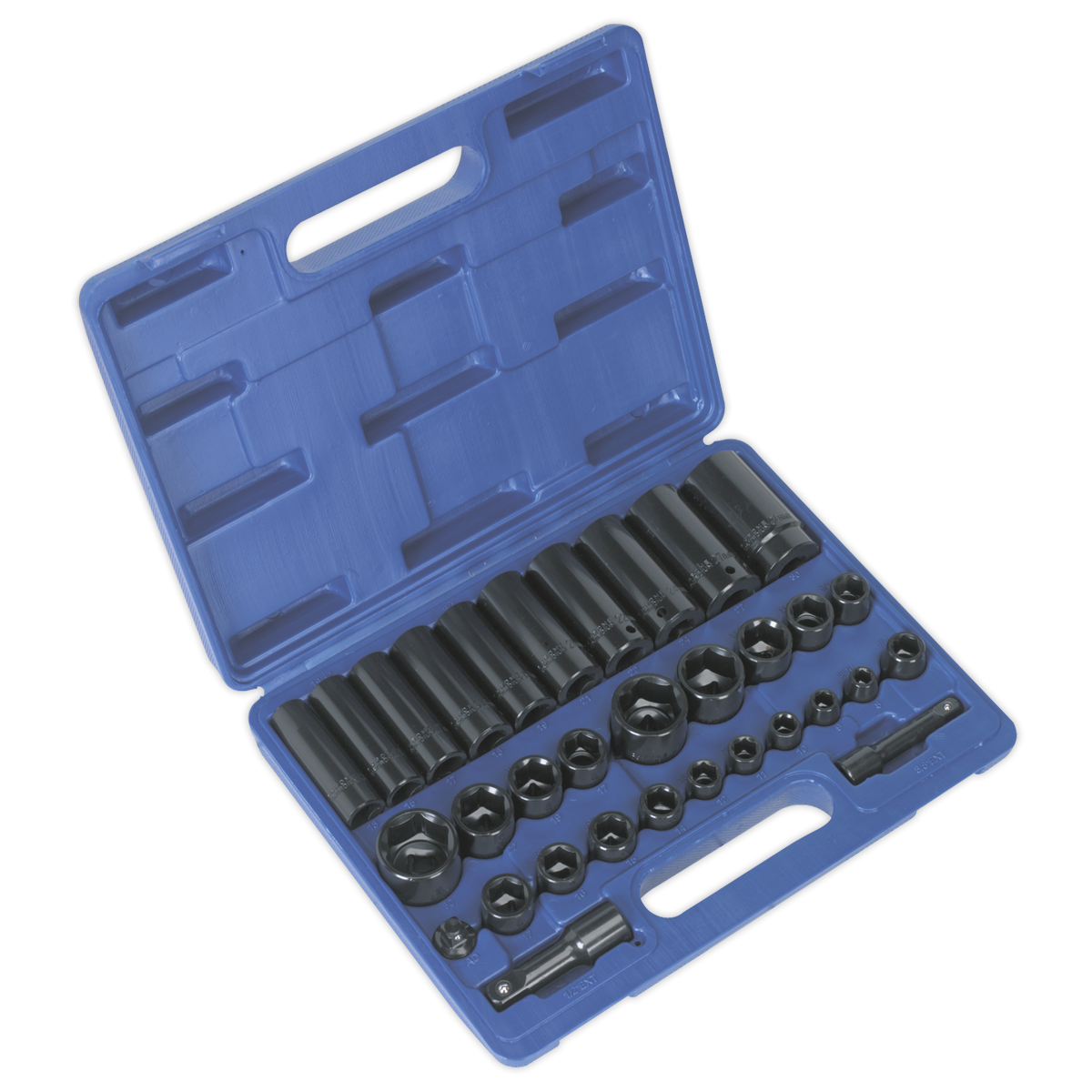 Impact Socket Set 32pc Standard/Deep 3/8" & 1/2"Sq Drive Metric/Imperial AK681