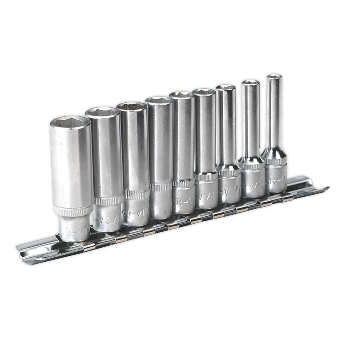 Socket Set 9pc 1/4"Sq Drive 6pt Deep WallDrive® Imperial AK2718