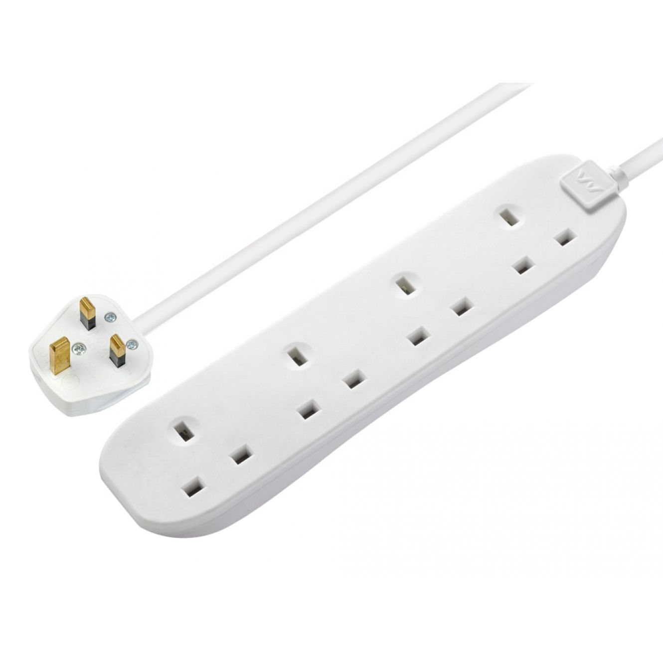 Extension Lead 240V 4-Gang 13A White 5m MSTBFG5