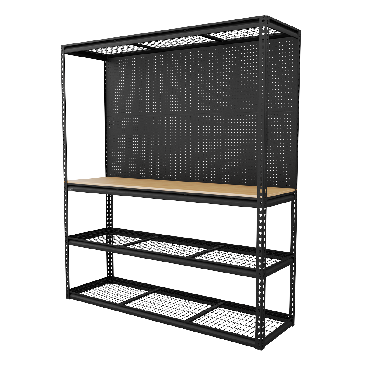 Heavy-Duty Modular Workbench with Racking & Pegboard 300kg Capacity Per Level 1820mm APMWB1