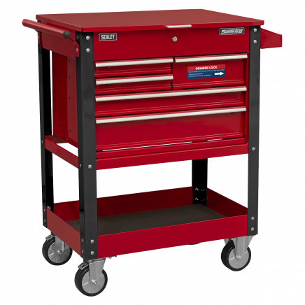 Heavy-Duty Mobile Tool & Parts Trolley with 5 Drawers & Lockable Top AP890M