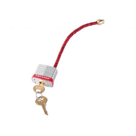 Lockout Padlock with Flexible Braided Steel Cable Shackle MLKS7C5RED
