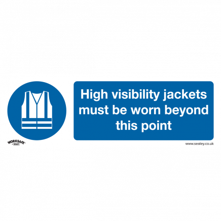 Mandatory Safety Sign - High Visibility Jackets Must Be Worn Beyond This Point - Rigid Plastic - Pack of 10 SS9P10