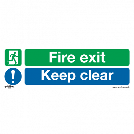 Safe Conditions Safety Sign - Fire Exit Keep Clear (Large) - Self-Adhesive Vinyl - Pack of 10 SS32V10