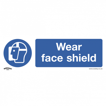 Mandatory Safety Sign - Wear Face Shield - Self-Adhesive Vinyl - Pack of 10 SS55V10