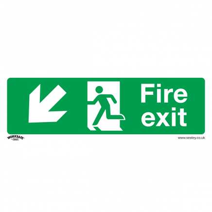 Safe Conditions Safety Sign - Fire Exit (Down Left) - Rigid Plastic SS34P1