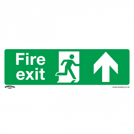 Safe Conditions Safety Sign - Fire Exit (Up) - Self-Adhesive Vinyl - Pack of 10 SS28V10
