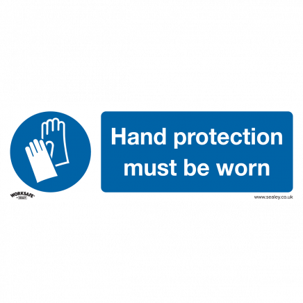 Mandatory Safety Sign - Hand Protection Must Be Worn - Rigid Plastic - Pack of 10 SS6P10