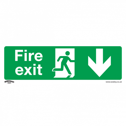 Safe Conditions Safety Sign - Fire Exit (Down) - Self-Adhesive Vinyl - Pack of 10 SS22V10