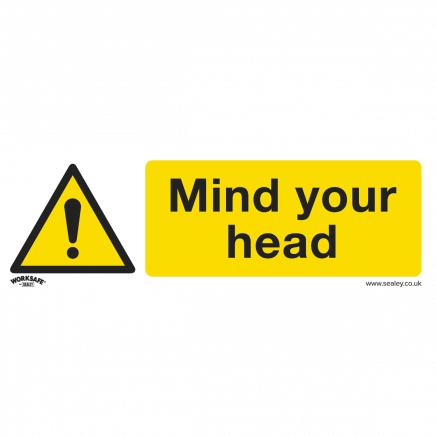 Warning Safety Sign - Mind Your Head - Self-Adhesive Vinyl - Pack of 10 SS39V10